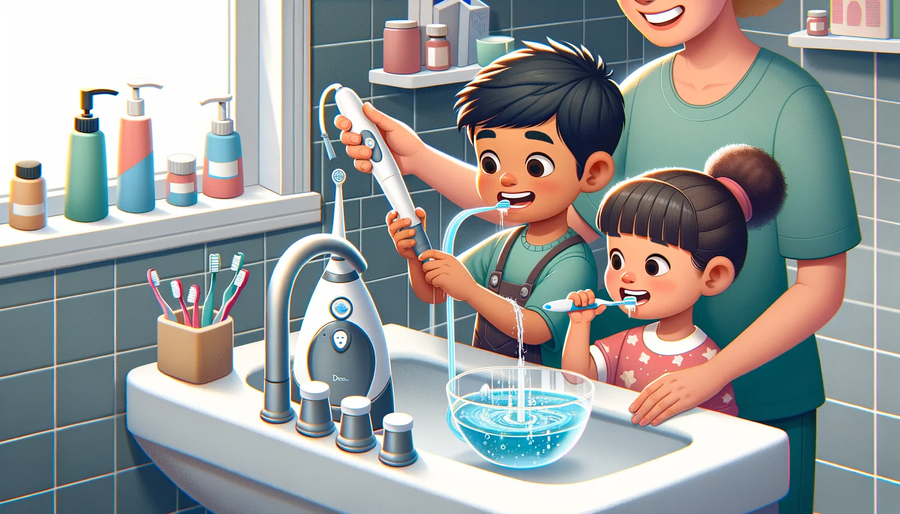 Munddusche Anwendung bei Kindern: Sicher und effektiv Zaehne putzen lernen